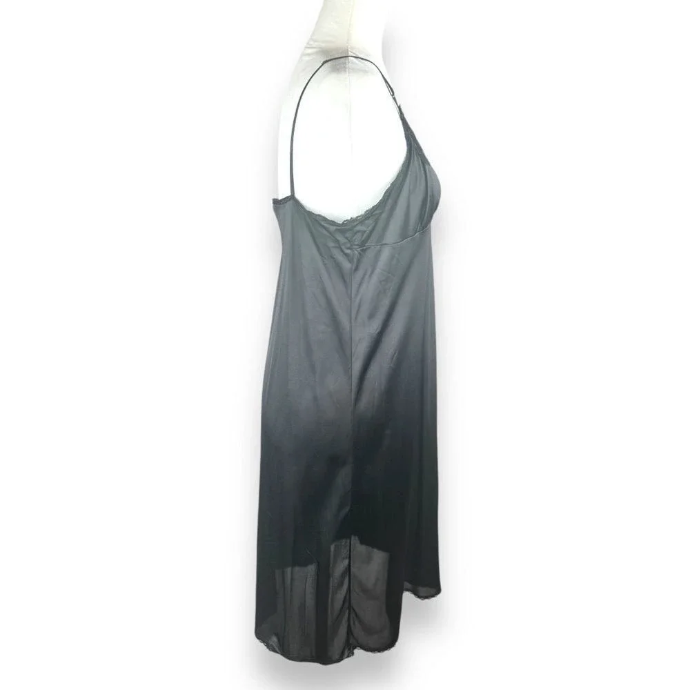 Vintage 80s Antron Lace Lingerie Slip Dress Babydoll Womens Medium USA Made